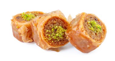 Türk Ramazan Tatlısı Baklava beyazı izole etti