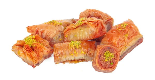 Turkish Ramadan Dessert Baklava isolated on white — Stock Photo, Image