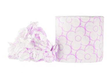 Beyaz arka planda tuvalet kağıdı. Yaratıcı fotoğraf.