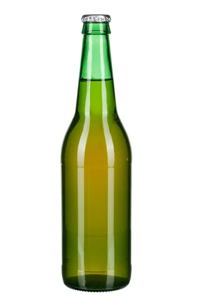 Bottle with beer on white background. creative photo. — Stock Photo, Image