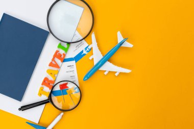 Seyahat planı konsepti. Üst Manzara. yaratıcı fotoğraf.