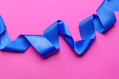 Beautiful Blue ribbon. close up. creative photo.