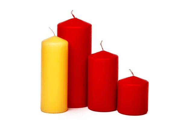 Different Size Colors Candles Isolated White Background — Stock Photo, Image