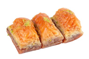 Türk Ramazan Tatlısı Baklava beyazı izole etti. Yaratıcı fotoğraf.