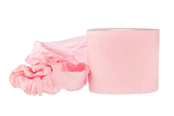 Papel Higiénico Rosa Sobre Fondo Blanco — Foto de Stock