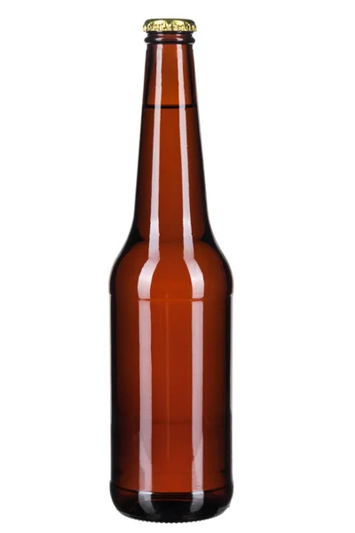 Fles Met Bier Witte Achtergrond — Stockfoto