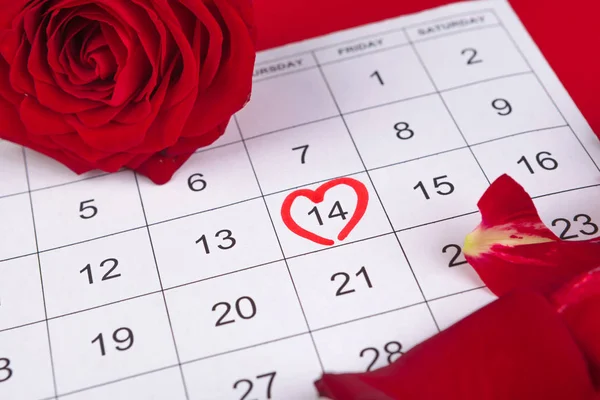 Februar Über Kalender Und Dekorationen Zum Valentinstag Kreatives Foto — Stockfoto