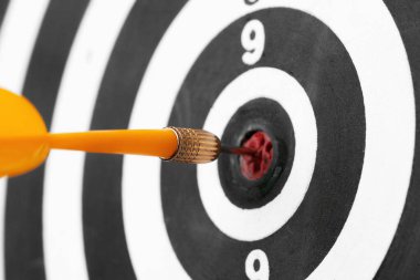 Dart tahtası iş başarısı konsepti. Yaratıcı fotoğraf.