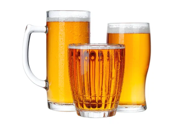 Beer glasses full close up isolated on white — Stock Photo, Image