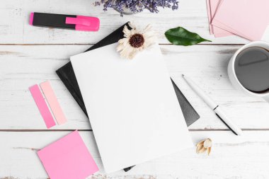 Ofis işyeri. Üst Manzara. yaratıcı fotoğraf