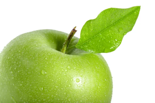 Green apple, isolated on white background. creative photo — Stok fotoğraf