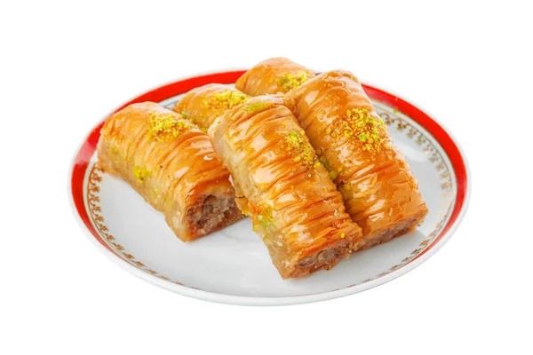 Turecký ramadánský dezert Baklava izolovaný na bílém — Stock fotografie