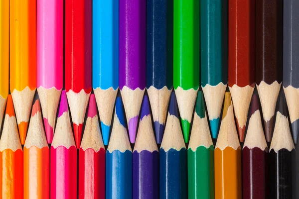 Set kleurpotloden pastel in rij multi kleur in de vorm van gesloten rits — Stockfoto