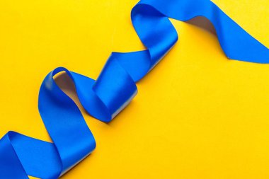 Beautiful Blue ribbon. close up. creative photo.