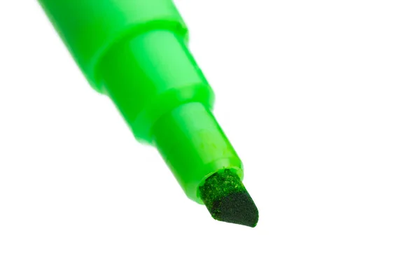 Penna verde feltro isolato su sfondo bianco — Foto Stock