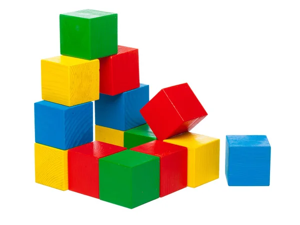 Wooden building blocks isolated on white background — Stock Photo, Image