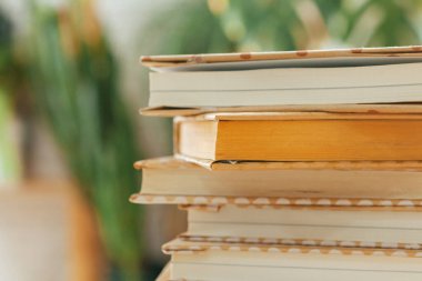 Masada yığınla kitap var. yaratıcı fotoğraf.