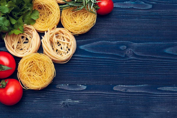 Widok z góry zbliżenie szczegóły tagliatelle włoski makaron — Zdjęcie stockowe