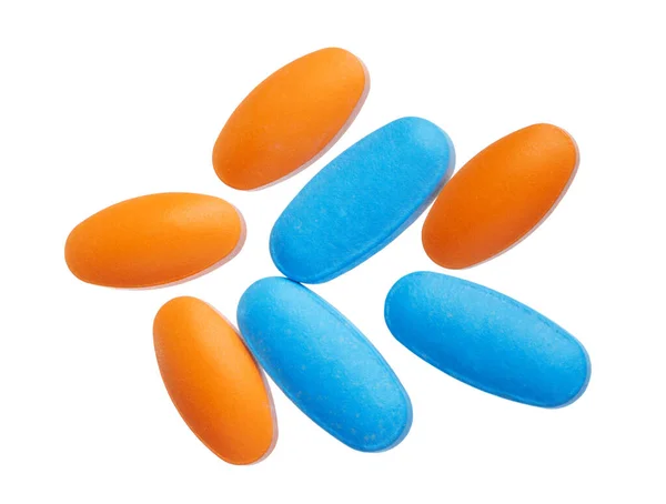 Colorful pills isolated on white. creative photo. — Stock Photo, Image