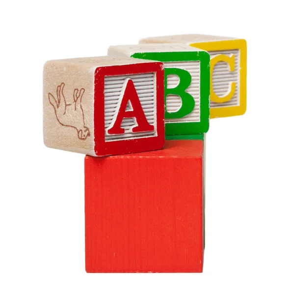 Blocs d'alphabet en bois isolés sur fond blanc — Photo