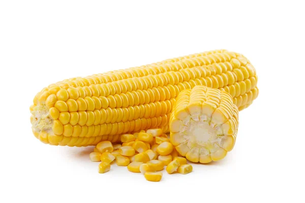 Maïs op een witte achtergrond. Creatieve foto. — Stockfoto