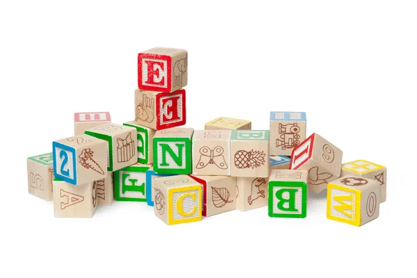 Blocs d'alphabet en bois isolés sur fond blanc — Photo