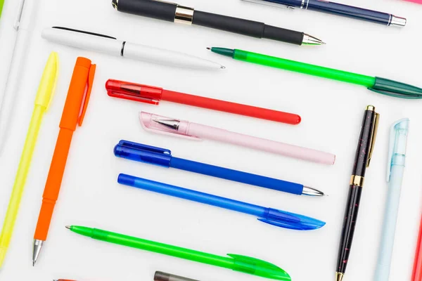 Set of pens isolated on white background