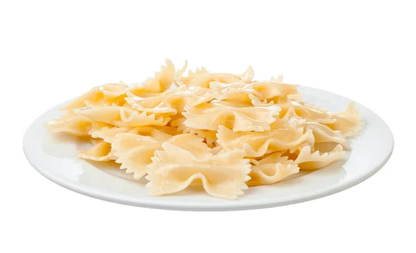 Macarrão fresco Farfalle isolado sobre fundo branco — Fotografia de Stock