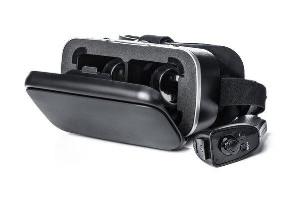VR. Virtual reality glasses on white background creative photo.