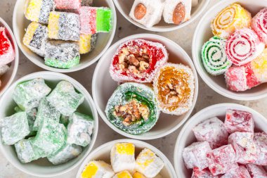 Turkish delight close up. creative photo. top view