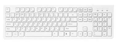 Bilgisayar klavyesi beyaza izole edildi. Kapat..