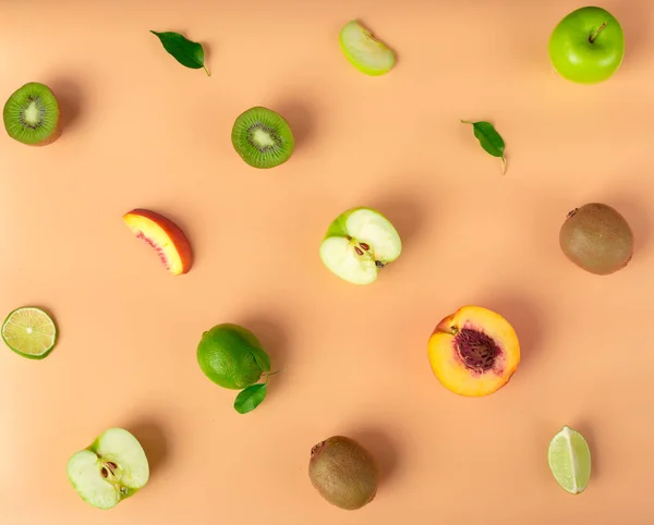 Textura alimentar. Padrão sem costura de várias frutas frescas. — Fotografia de Stock