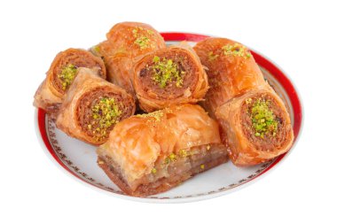 Türk Ramazan Tatlısı Baklava beyazı izole etti