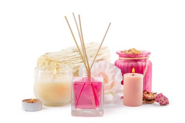 Bir şişe aroma esansı yağ ya da spa ya da kuru çiçekli doğal koku yağı.