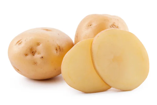 Сира жовта картопля ізольована на білому тлі — стокове фото