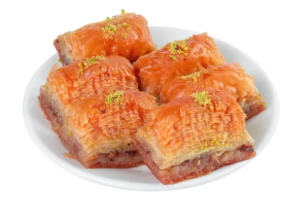 Turecký ramadánský dezert Baklava izolovaný na bílém — Stock fotografie