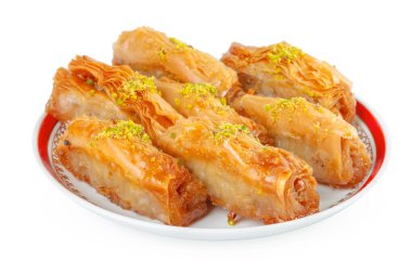 Türk Ramazan Tatlısı Baklava beyazı izole etti