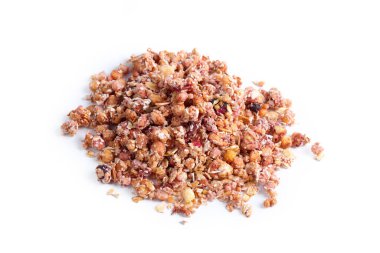 Beyaz arka planda izole edilmiş sağlıklı kahvaltı.