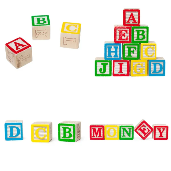 Blocs d'alphabet en bois isolés sur fond blanc — Photo
