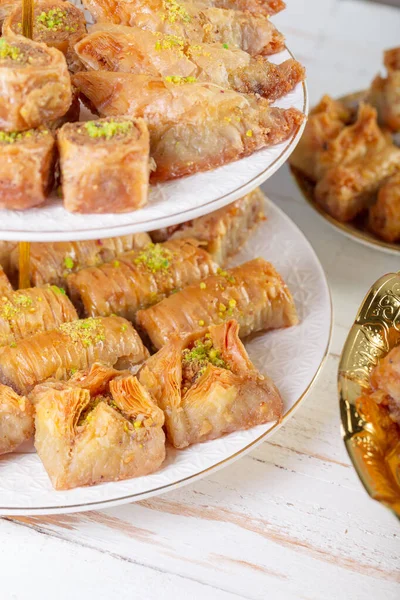 Turkish Ramadan Dessert Baklava with concept background — Stock Photo, Image