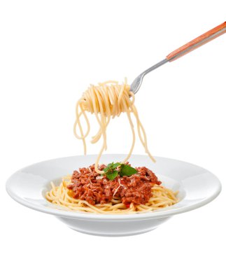 Sığır eti, domuz eti, peynir, domates ve baharatlı spagetti sosu.