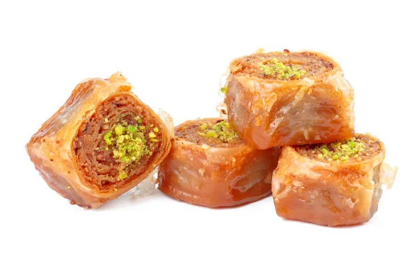 Török Ramadán desszert Baklava izolált fehér — Stock Fotó