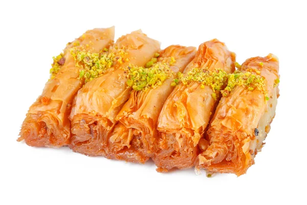 Turecký ramadánský dezert Baklava izolovaný na bílém — Stock fotografie