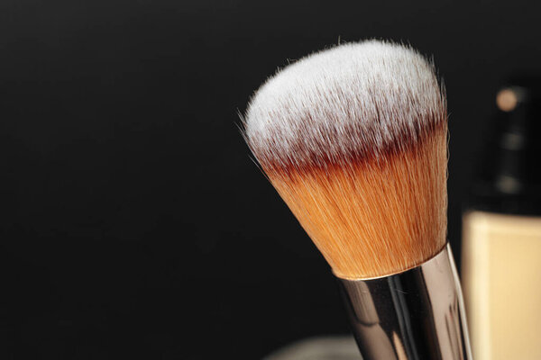 Professional dark make up brush, close up.