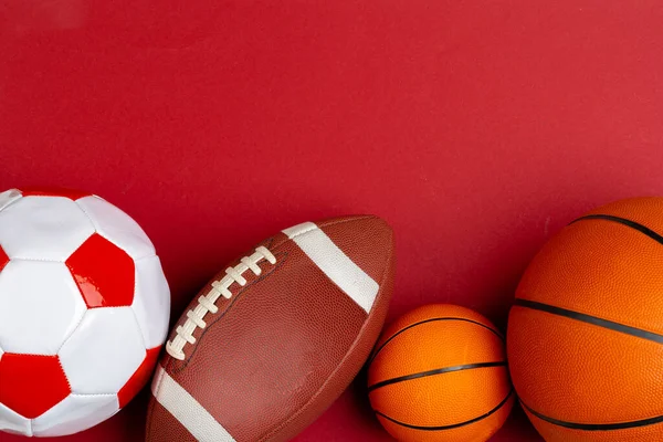 Συλλογή από μπάλες για ποδόσφαιρο, μπάσκετ και ράγκμπι — Φωτογραφία Αρχείου