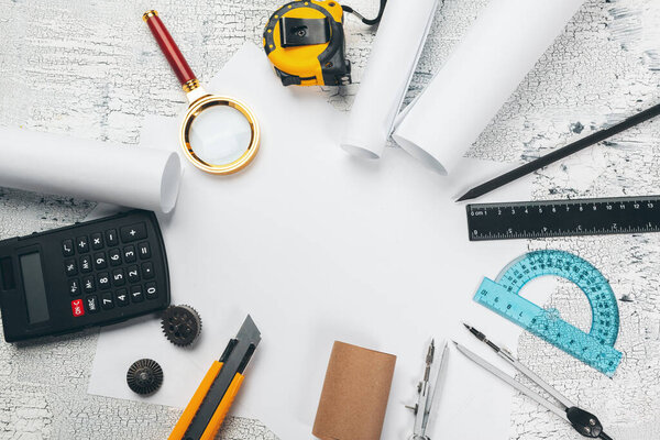 drawing tools and project close up side view