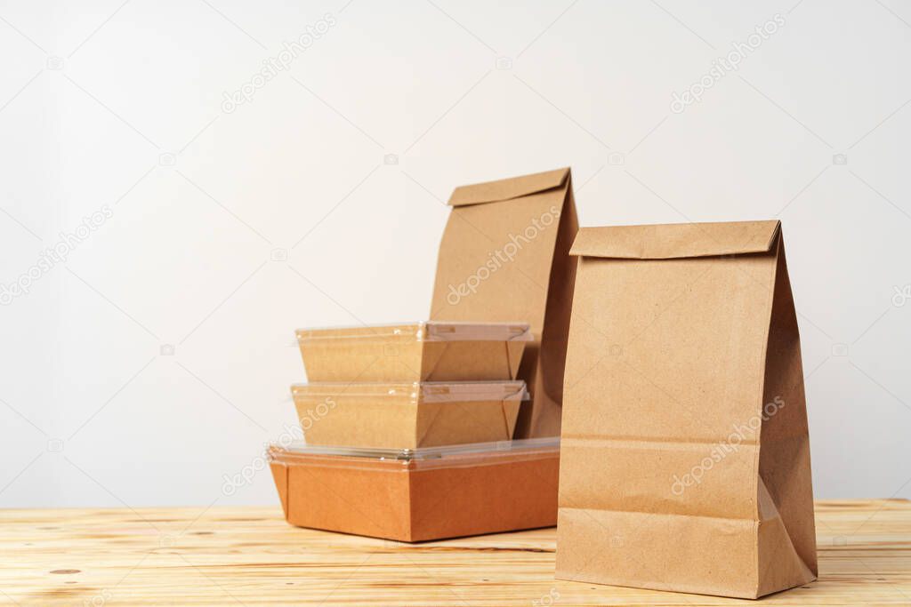 Diverse of containers for takeaway food. Food Delivery