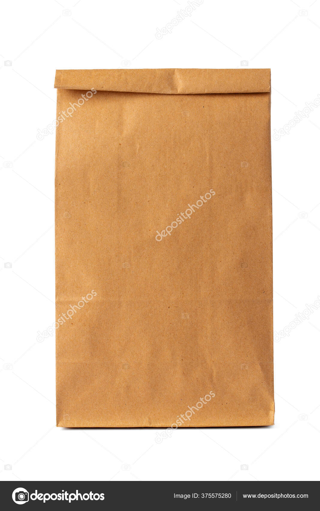 Brown craft paper bag packaging template on white background Stock
