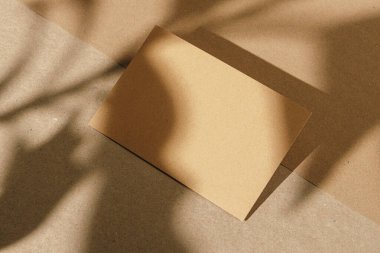 Kağıt arkaplanda iş kartıyla yeşillik gölgesi