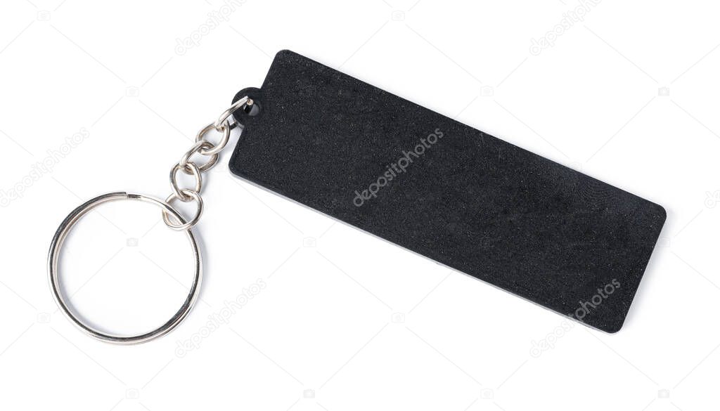 Black keychain with space for text isolated on white.